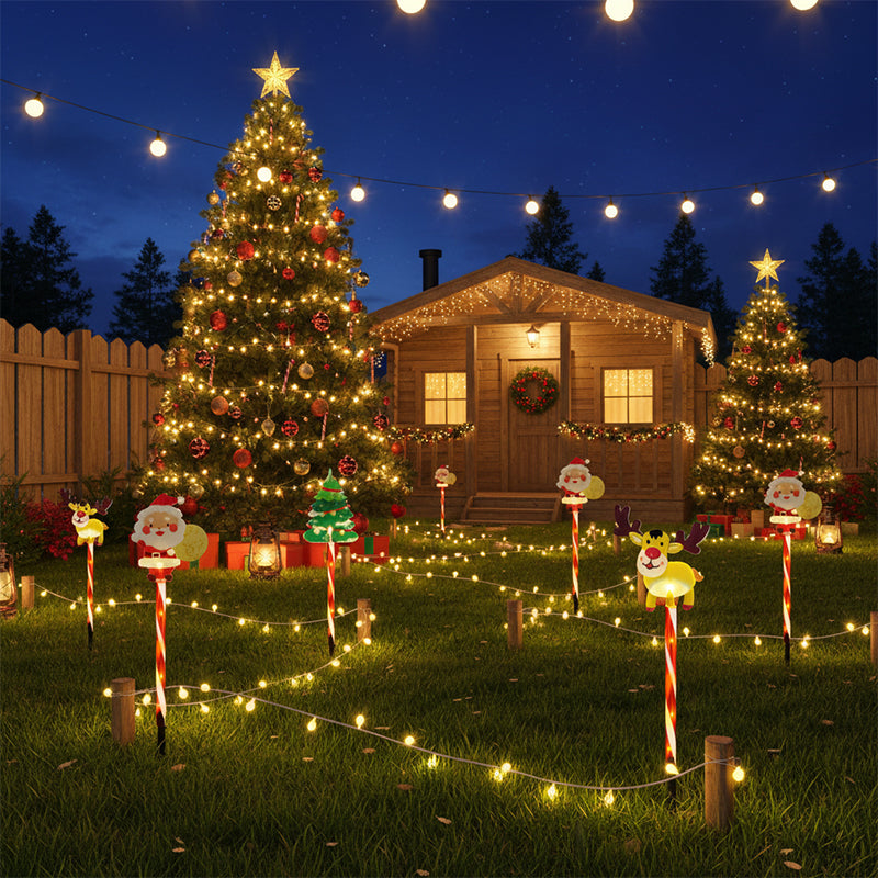 🎅Christmas Sales 50% OFF🔥Warm Glow Festive Garden Stake Lights💡